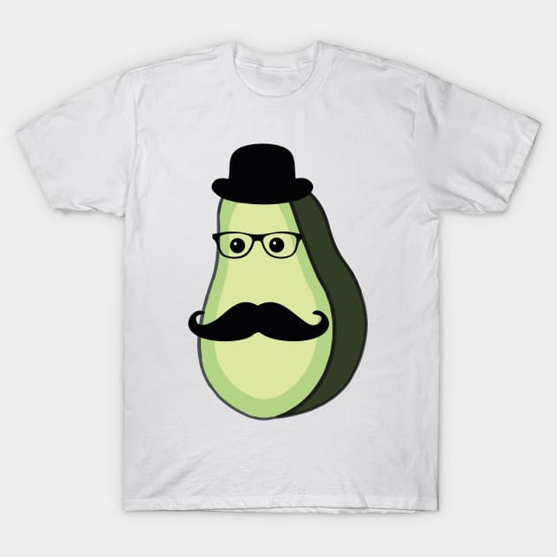 Fruit genius avacado with hat and mustach T-Shirt by AwesomMT